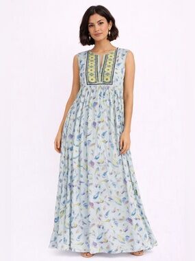 Christophe Sauvat Feather Maxi Dress S Boho Resort Hippie Festival Luxe